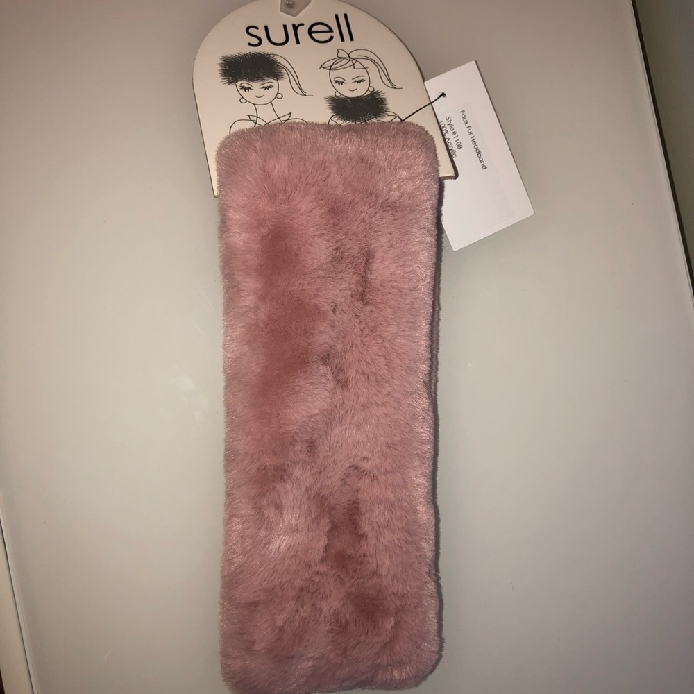 NWT Surell Pink Faux Fur Headband / Scarf